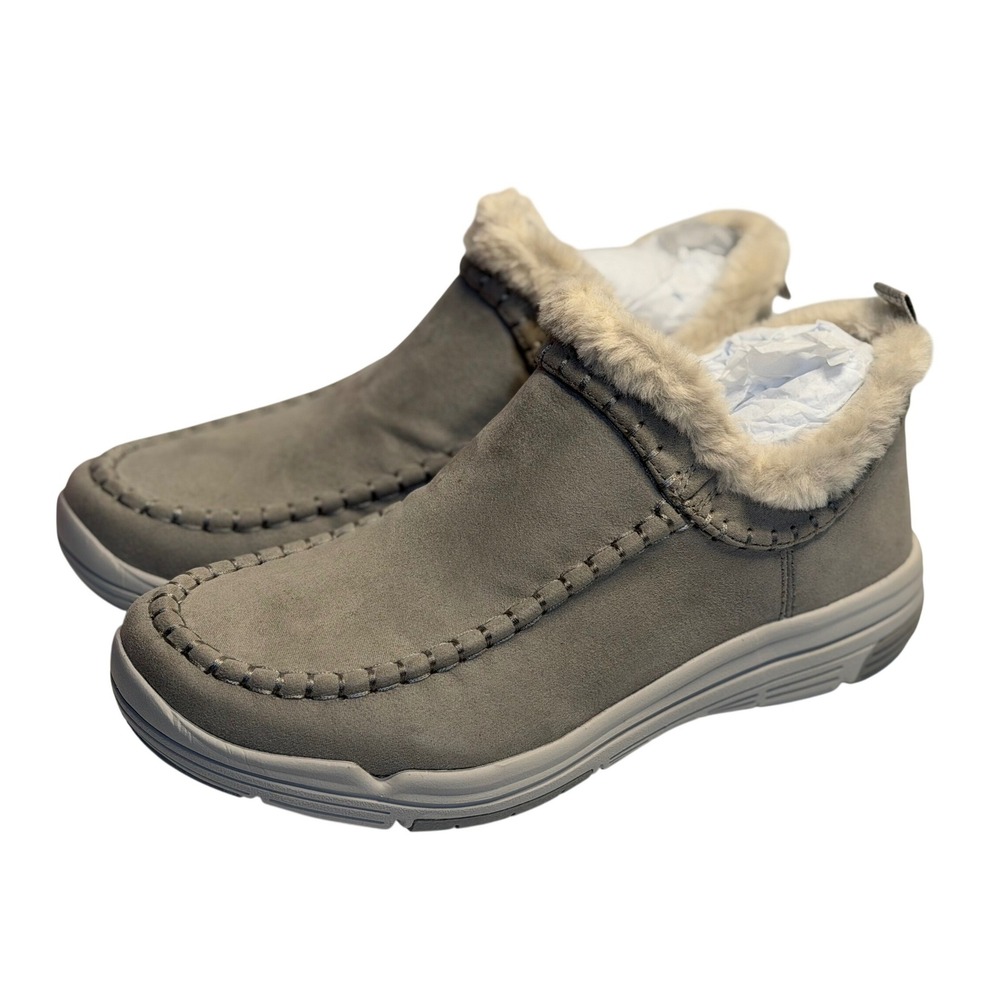 Ryka Ariana Slip-On Shoes Paloma Grey Water-Repellent Faux Fur Cozy Lined 8.5M‎